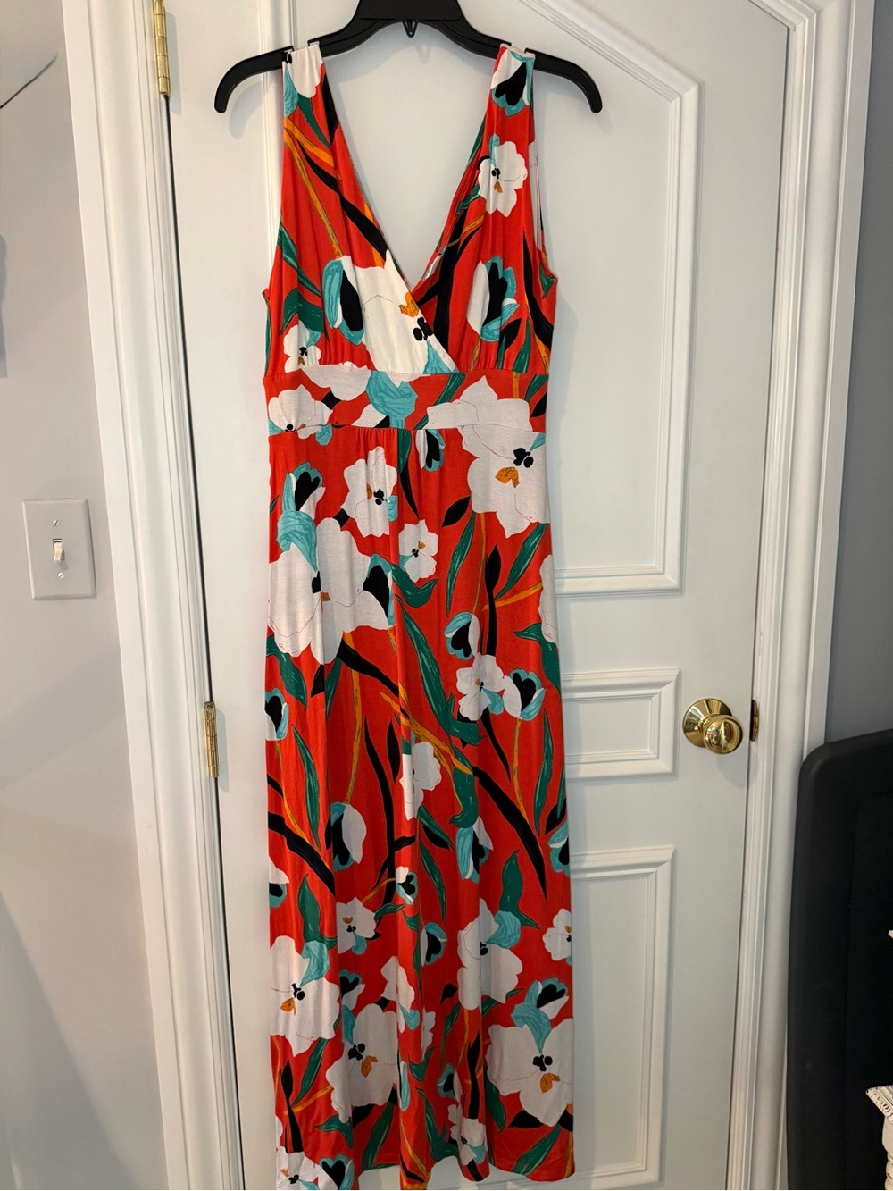 Sigrid Olsen Coral Floral Sleeveless Maxi Dress Size Medium
